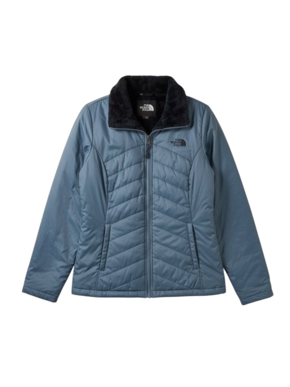 The North Face Nylon Jacket Faux Fur Lined Quilted Womens Blue S